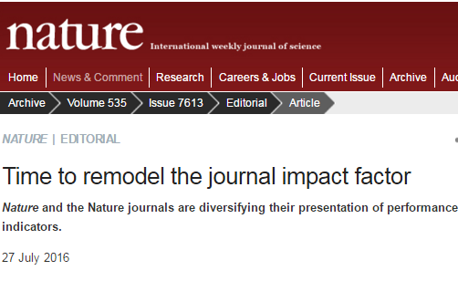 Nature: 我们将重塑期刊评价方式, 改造影响因子