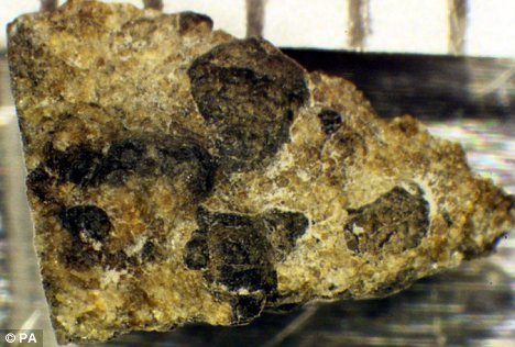 科学家对像这样一块陨石进行研究，认为可能是它们把组成生命的重要成分带到地球上来的