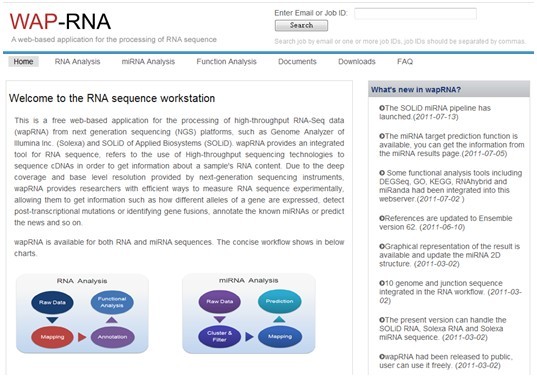 中科院成功开发RNA在线处理平台“wapRNA”